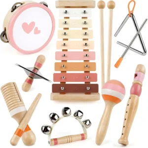 Wooden Musical Toys Xylophone 8-in-1 Set for 6M-4Ys